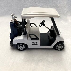 Kinsfun 4.3” Golf Cart with Clubs Diecast Model # KS5105 Pull-Back Roll Action